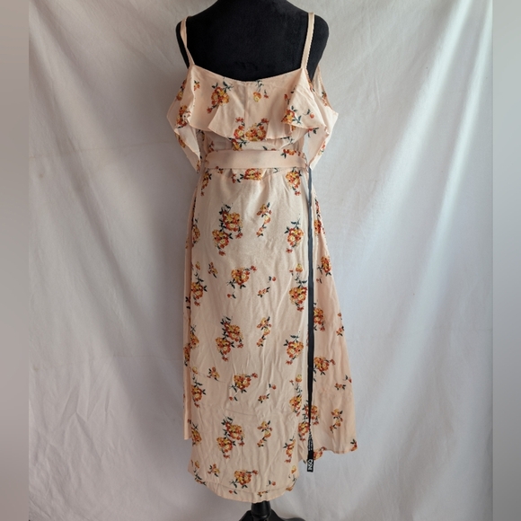 100% Mulberry Silk Armelle Light Peach Off the Shoulder Dress Size 8 - Picture 6 of 14